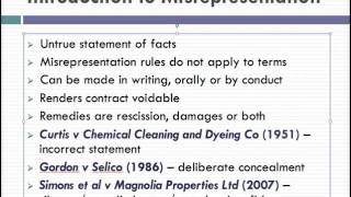 Misrepresentation Lecture 1 of 4 [upl. by Hillhouse]